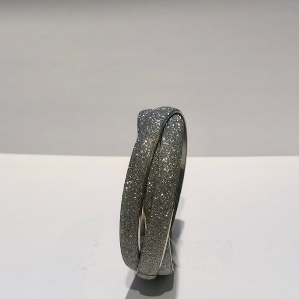 Silver Glitter Double Stacked Bangle - image 2